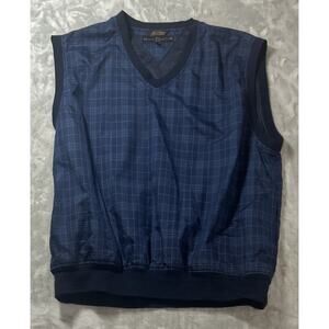 Tommy Hilfiger Golf Vest Men's XXL Lined Pullover Blue Plaid Sleeveless